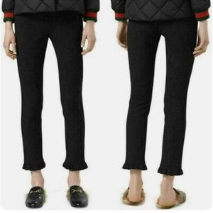 EUC Authentic Black Gucci Mid-Rise Ruffle Hem Pants Italian Sz42